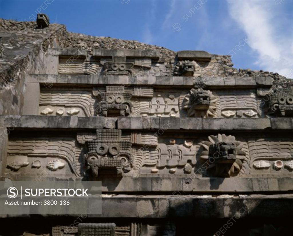 Stock Photo: 3800-136 Temple of Quetzalcoatl Teotihuacan Mexico