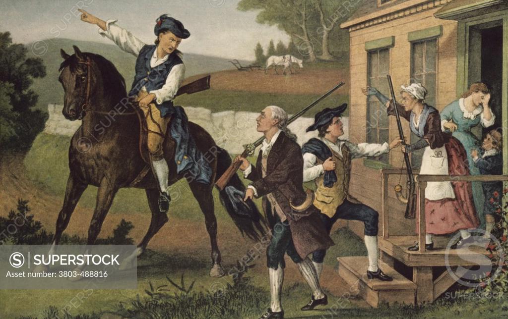 Stock Photo: 3803-488816 Minute Men of the Revolution 1876 Currier and Ives (a. 1857-1907/American)  