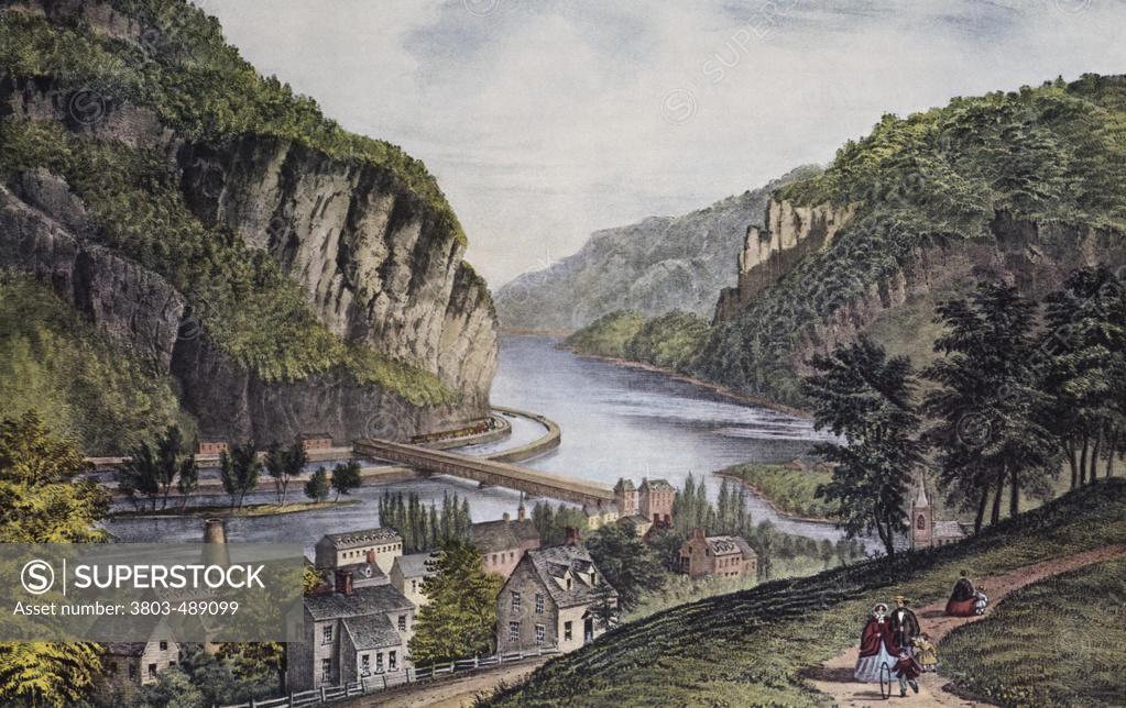 Stock Photo: 3803-489099 Harper's Ferry  (From the Potomac Side)  Currier and Ives (a. 1857-1907 /American) 