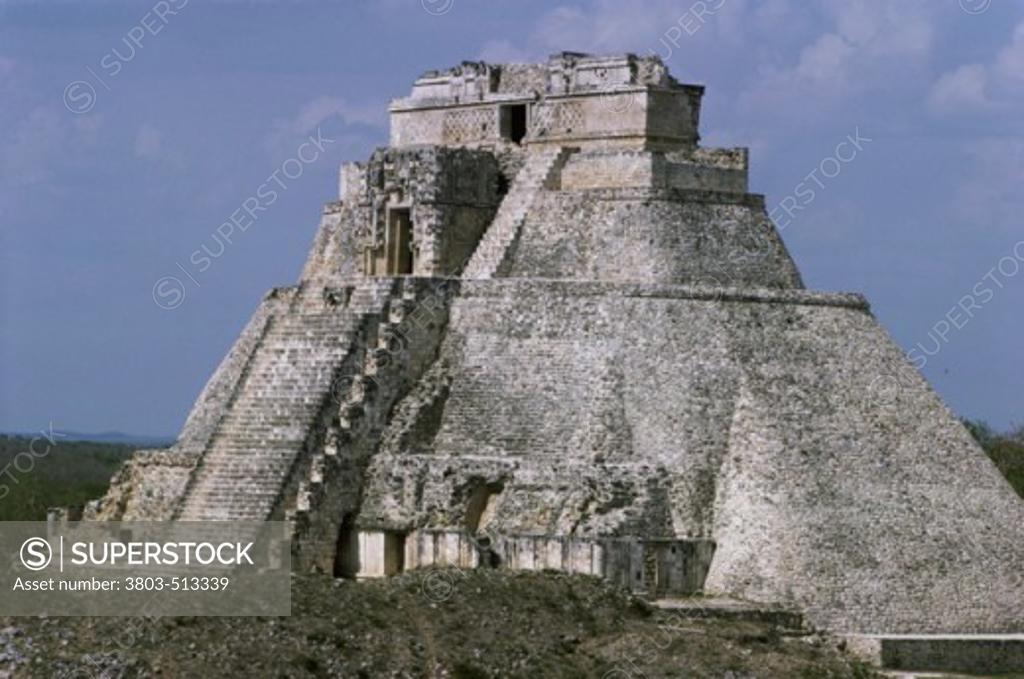 Stock Photo: 3803-513339 Pyramid of the Magician Uxmal (Mayan) Yucatan Mexico