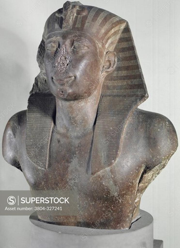 Stock Photo: 3804-327241 Bust of Unidentifiable Pharaoh,  Italy,  Florence,  Museo Archeologico