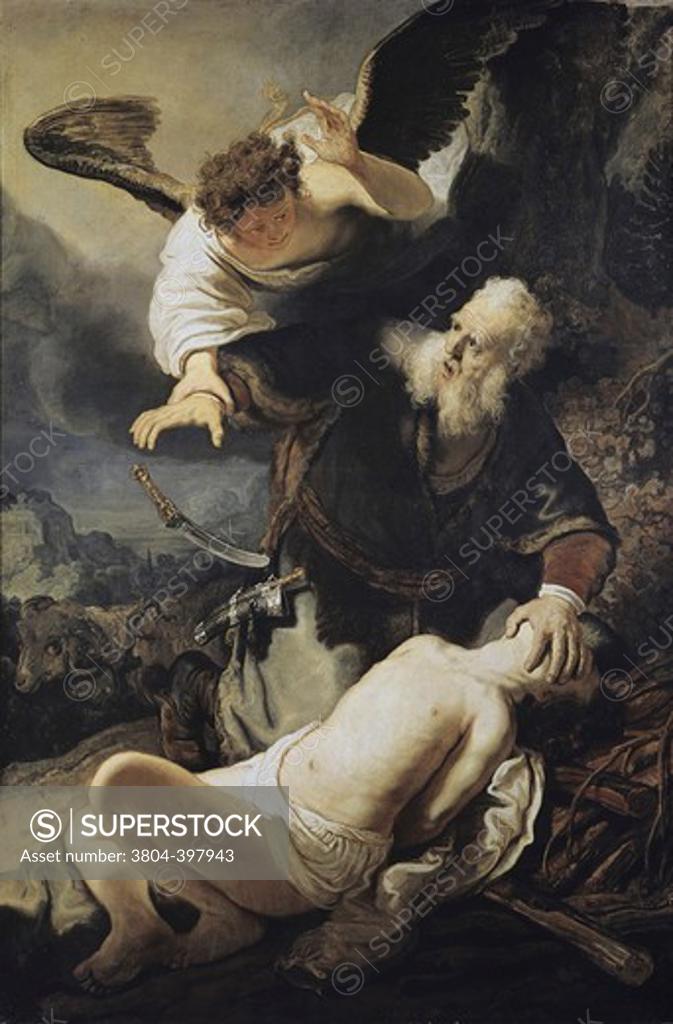 Stock Photo: 3804-397943 Sacrifice of Isaac  1636 Rembrandt Harmensz van Rijn (1606-1669 Dutch) Oil on canvas Alte Pinakothek, Munich, Germany  