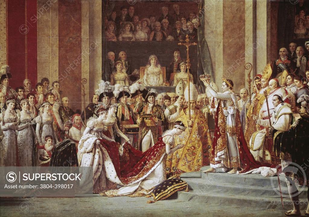 Stock Photo: 3804-398017 The Consecration of the Emperor Napoleon & the Coronation of the Empress Josephine in the Cathedral of Notre-Dame de Paris on  December 2, 1804 1806-7 Jacques-Louis David (1748-1825/French) Oil on canvas Musee du Louvre, Paris, France