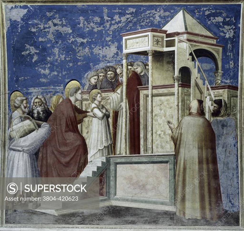 Stock Photo: 3804-420623 Presentation of Mary In the Temple Giotto (ca.1266-1337 Italian) Fresco Arena Chapel (Capella Scrovegni), Padua, Italy 