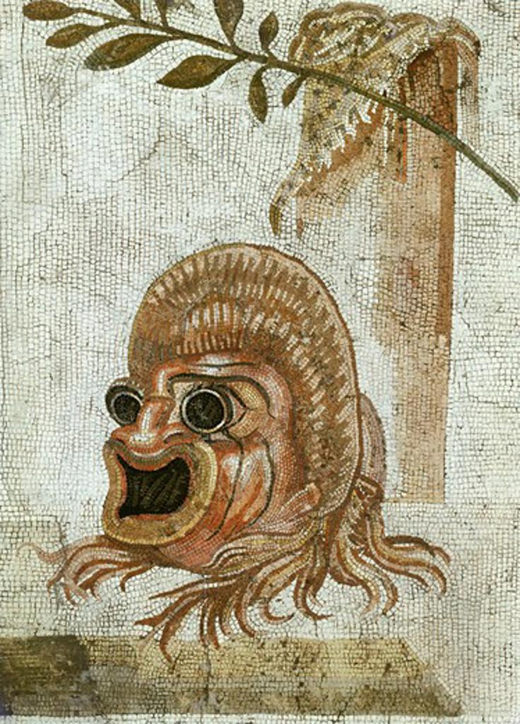 Roman Mosaic-Tragic Mask Mosaic Laterano Museum, Rome, Italy 