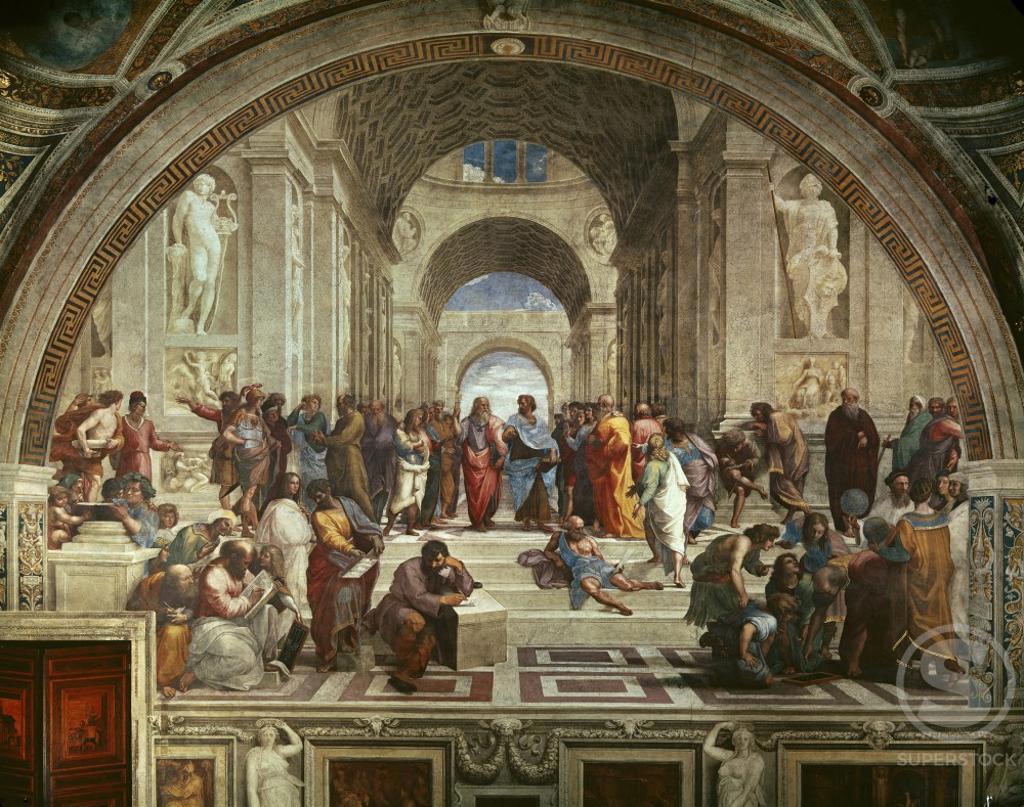 The School of Athens  1509-11 Raphael (1483-1520 Italian)  Fresco Stanza della Segnatura, Palazzi Pontifici, Vatican City