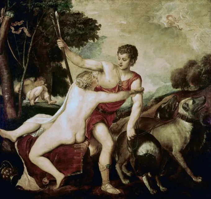 Venus And Adonis Titian (ca.1485-1576 Italian) Galleria degli Uffizi, Florence, Italy