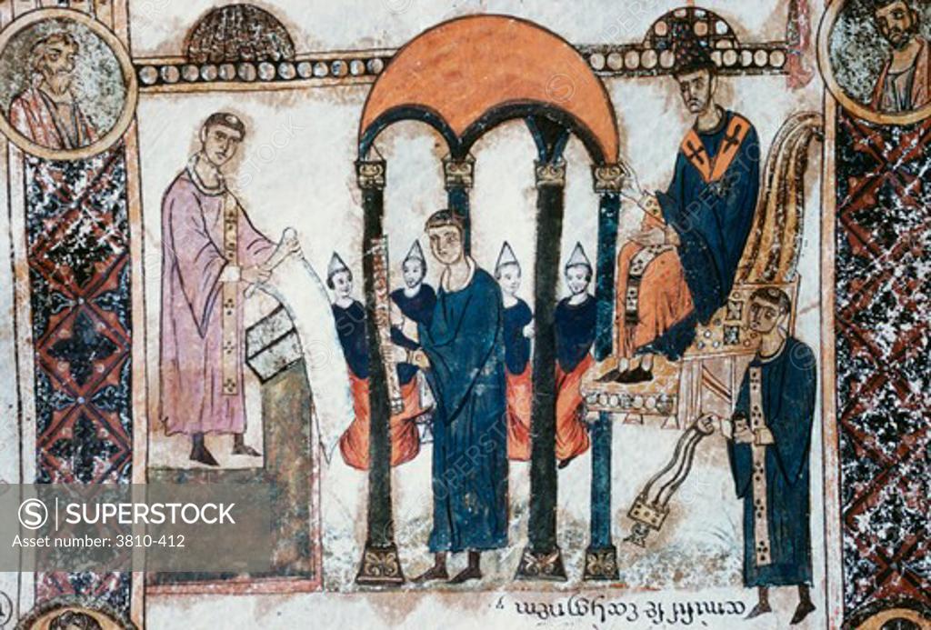 Stock Photo: 3810-412 Holy Saturday Scroll: A Parable Illustration 11th C. Manuscripts 