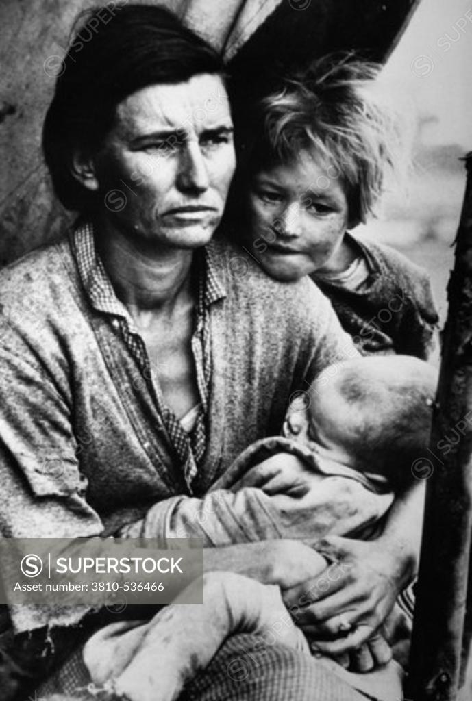 Stock Photo: 3810-536466 Migrant Mother Nipomo California USA 1936 Photographed by Dorothea Lange