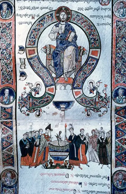 Holy Saturday Scroll: Enthroned Christ, manuscript, 11th century