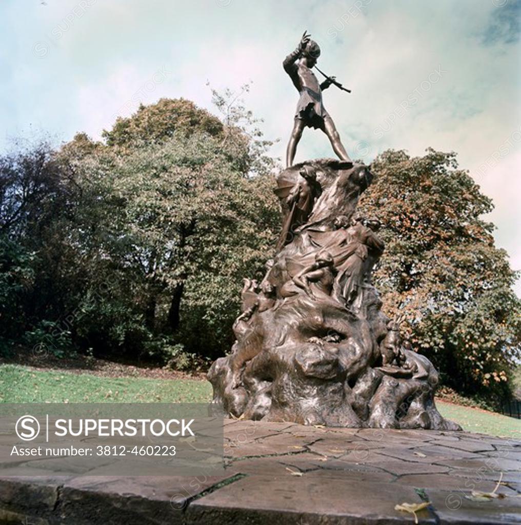 Stock Photo: 3812-460223 Peter Pan Statue George James Frampton (British 1860-1928) Sculpture Kensington Gardens, London