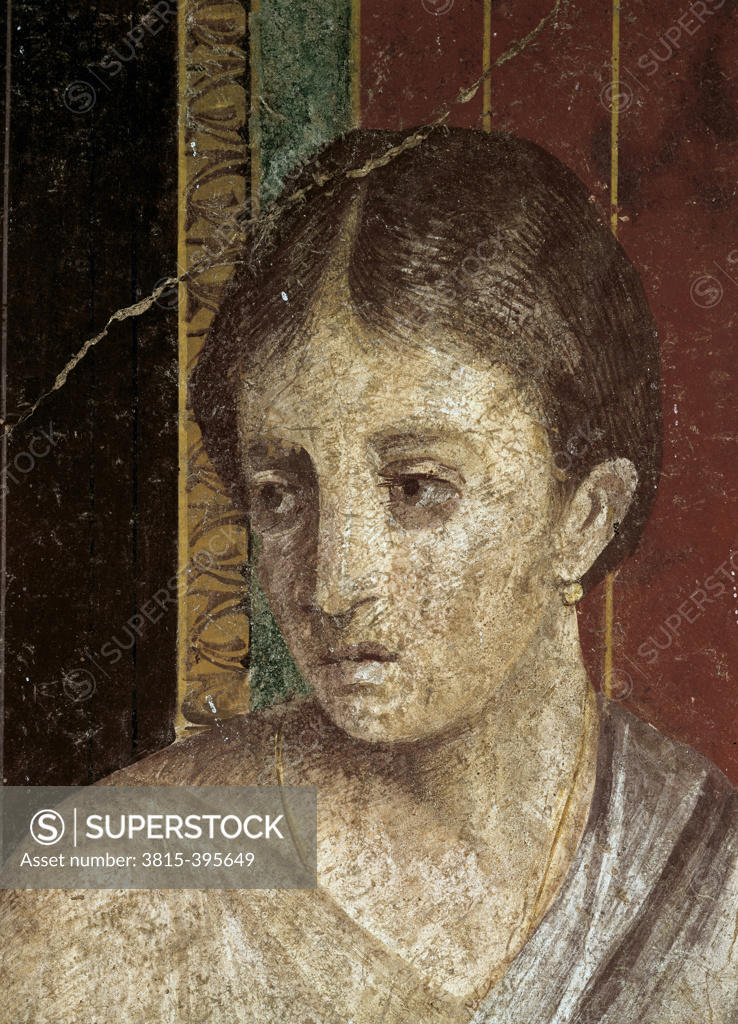 Stock Photo: 3815-395649 Wall Painting  (Detail)  c. 60-50 B.C.  Artist Unknown Fresco  Roman Villa of the Mysteries, Pompeii 