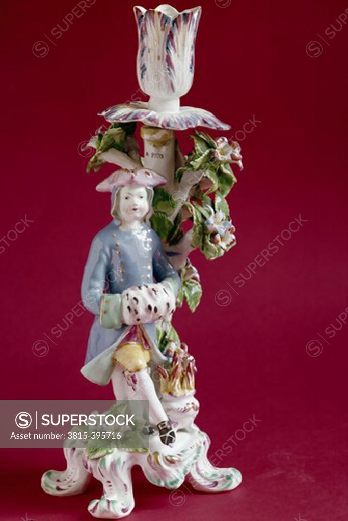 Stock Photo: 3815-395716 Bow Porcelain Candlestick, 18th century, UK, London, London Museum
