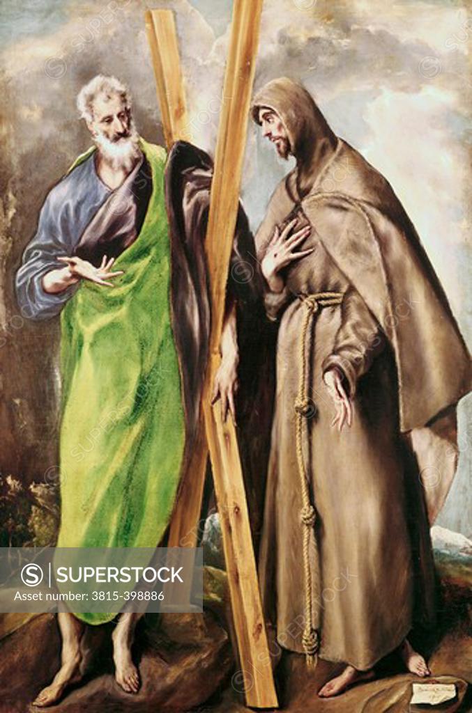 Stock Photo: 3815-398886 St. Andrew & St. Francis 1590/1600 El Greco (1541-1614 Greek) Oil On Canvas Museo del Prado, Madrid, Spain
