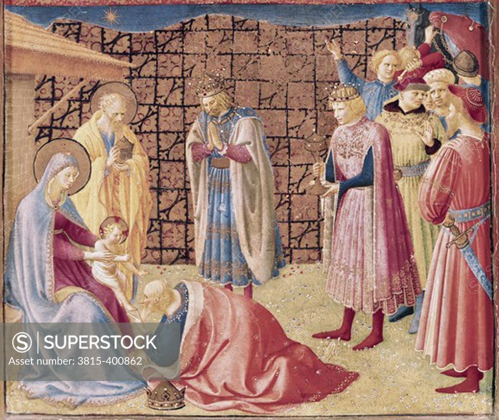 Stock Photo: 3815-400862 Adoration of the Kings  Fra Angelico (ca.1395-1455 Italian) Museo di San Marco, Florence, Italy