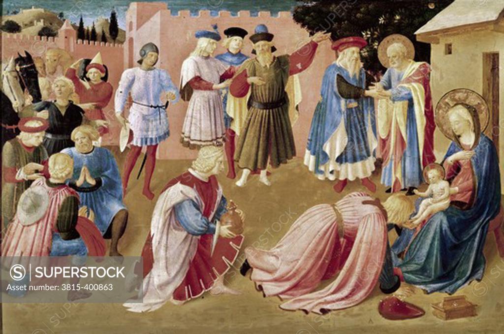 Stock Photo: 3815-400863 Adoration of the Kings  Fra Angelico (ca.1395-1455 Italian) Museo di San Marco, Florence, Italy