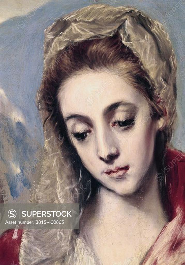Stock Photo: 3815-400865 Holy Family - Detail Of Madonna El Greco (1541-1614 Greek)