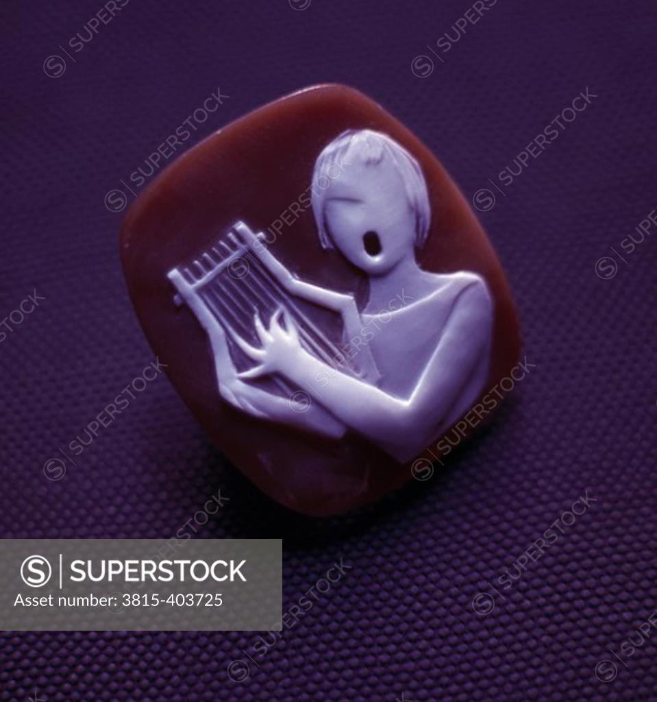 Stock Photo: 3815-403725 Cameo, Figure with Harp Antiques-Jewelry 