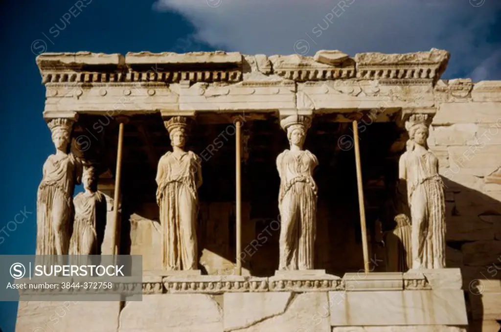 Porch of Maidens (Caryatides), Erectheum Greek Art  Marble Acropolis Museum, Athens, Greece