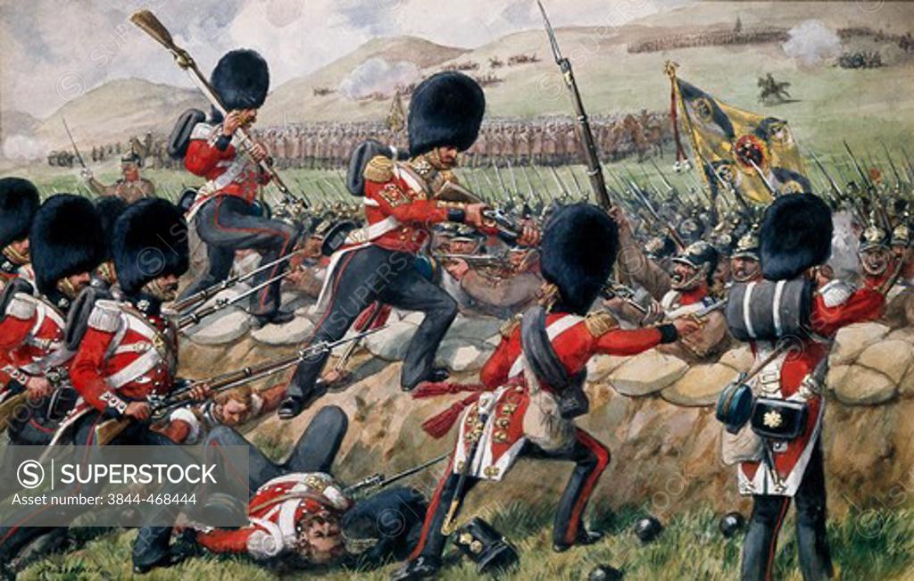 Stock Photo: 3844-468444 Detail of the Scots Fusilier Guards (Scots Guards) Richard Simkin (1840-1926, British)