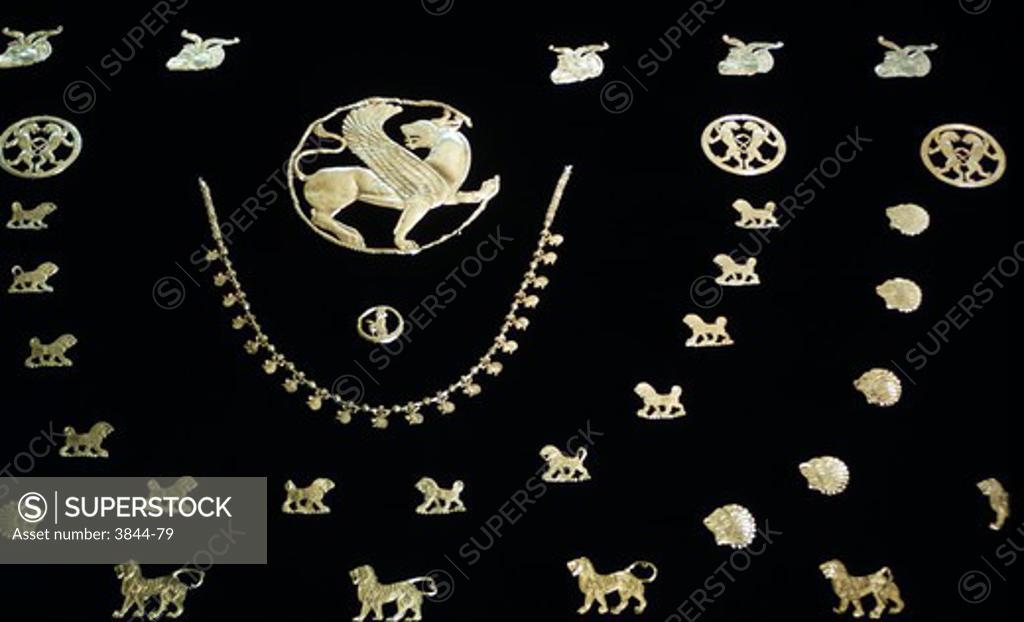 Stock Photo: 3844-79 Necklace, Gold Ornaments from Achaemenid Period Persian  Antiques-Jewelry 