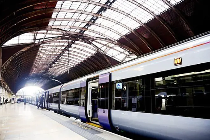 Train at London Paddington Station, London, England