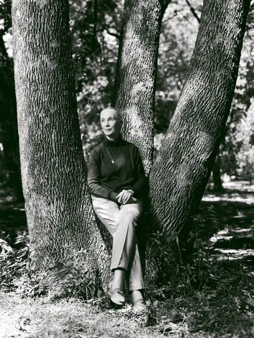 Portrait of Jane Goodall at Fort Worth Botanical gardens by Photographer Stewart Cohen for his book titled Identity