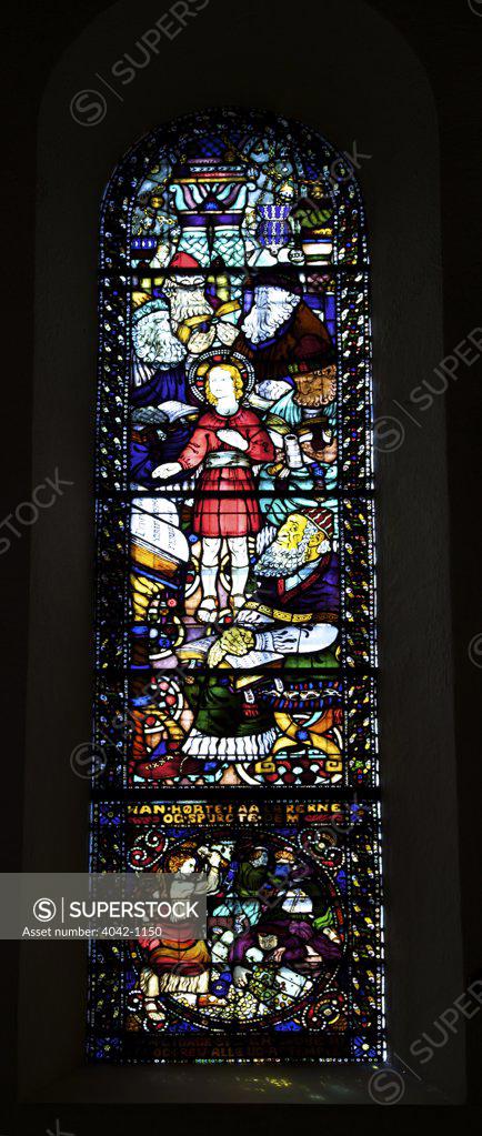 Stock Photo: 4042-1150 Norway, Oslo, Vigeland, Cathedral or Domkirke interior, stained glass