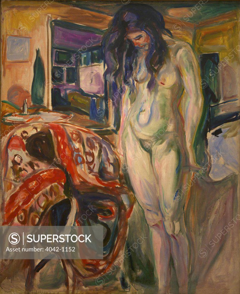 Stock Photo: 4042-1152 Model by Wicker Chair by Edvard Munch, 1919-1921, Norway, Oslo, Munch Museum
