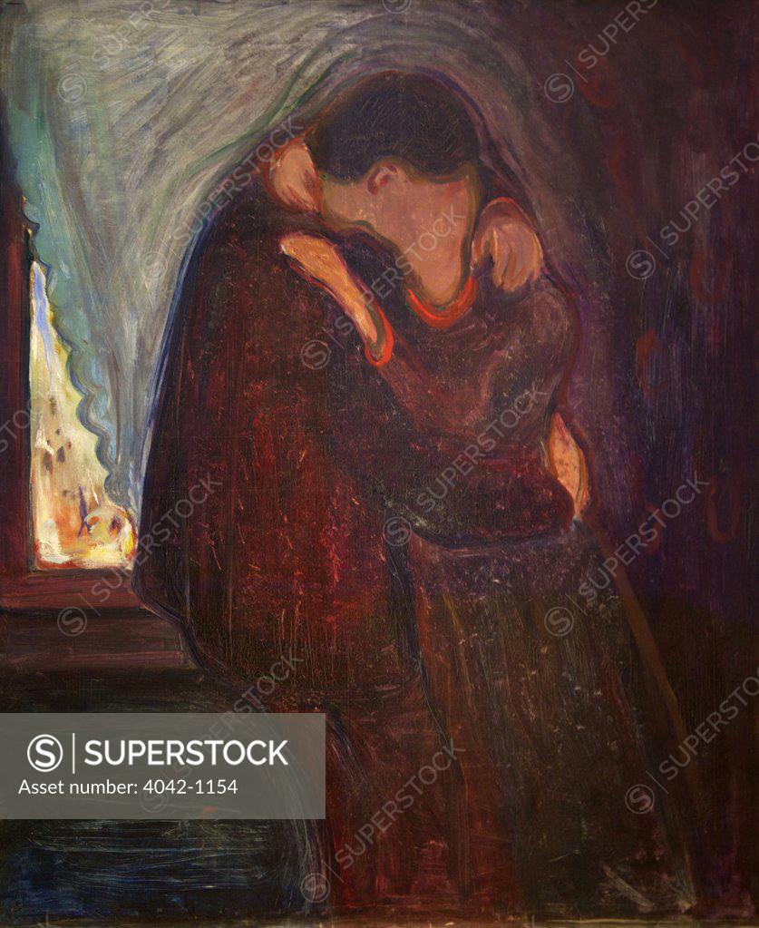 Stock Photo: 4042-1154 The kiss by Edvard Munch, 1897, Norway, Oslo, Munch Museum