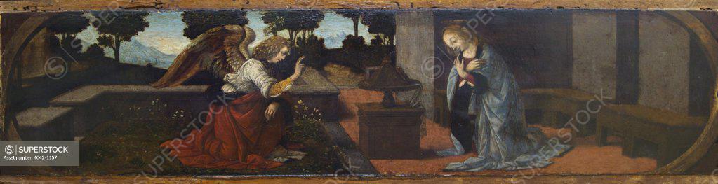 Stock Photo: 4042-1157 The Annunciation by Leonardo da Vinci, France, Paris, Musee du Louvre