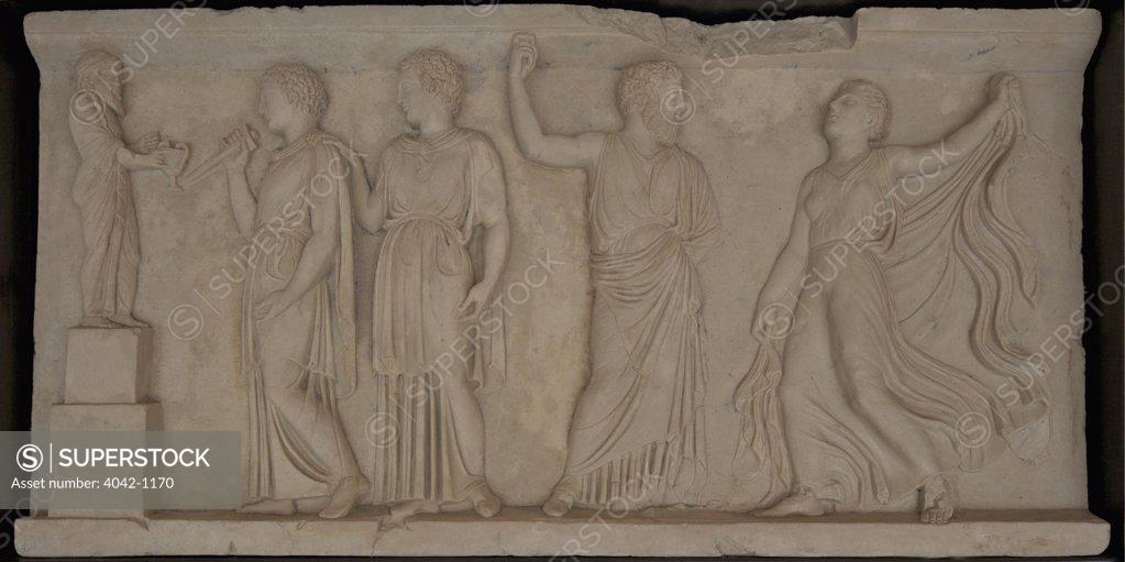 Stock Photo: 4042-1170 Dionysiac marble relief, in Herculaneum in Rome, discovered in 2009, Italy, Naples, Neapolitan National Archeological Museum