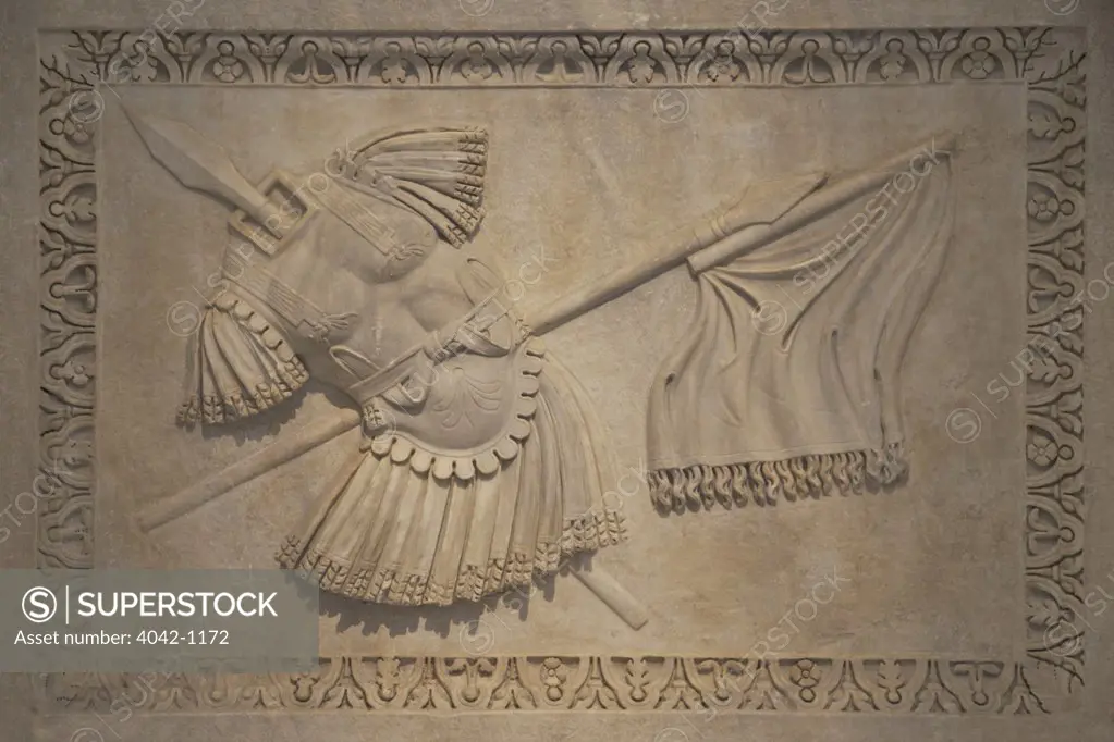 Bas-relief with suit of Armor from Hadrianeum in Rome (Farnese Excavations), Italy, Naples, Neapolitan National Archeological Museum