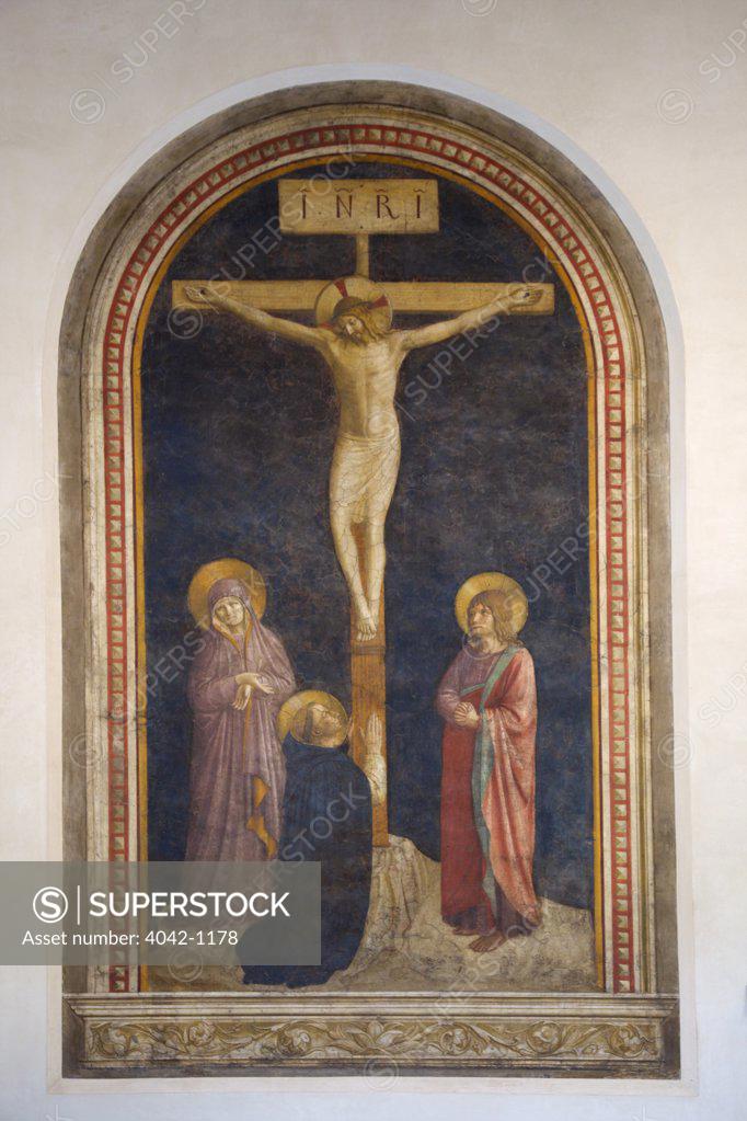 Stock Photo: 4042-1178 Calvary by Fra Angelico, 1440, France, Paris, Musee du Louvre