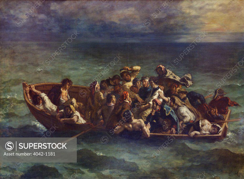 Stock Photo: 4042-1181 Shipwreck of Don Juan by Eugene Delacroix, 1840, France, Paris, Musee du Louvre