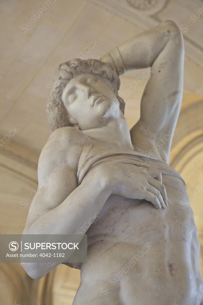 Stock Photo: 4042-1182 Dying Slave by Michelangelo, marble, 1513-16, France, Paris, Musee du Louvre