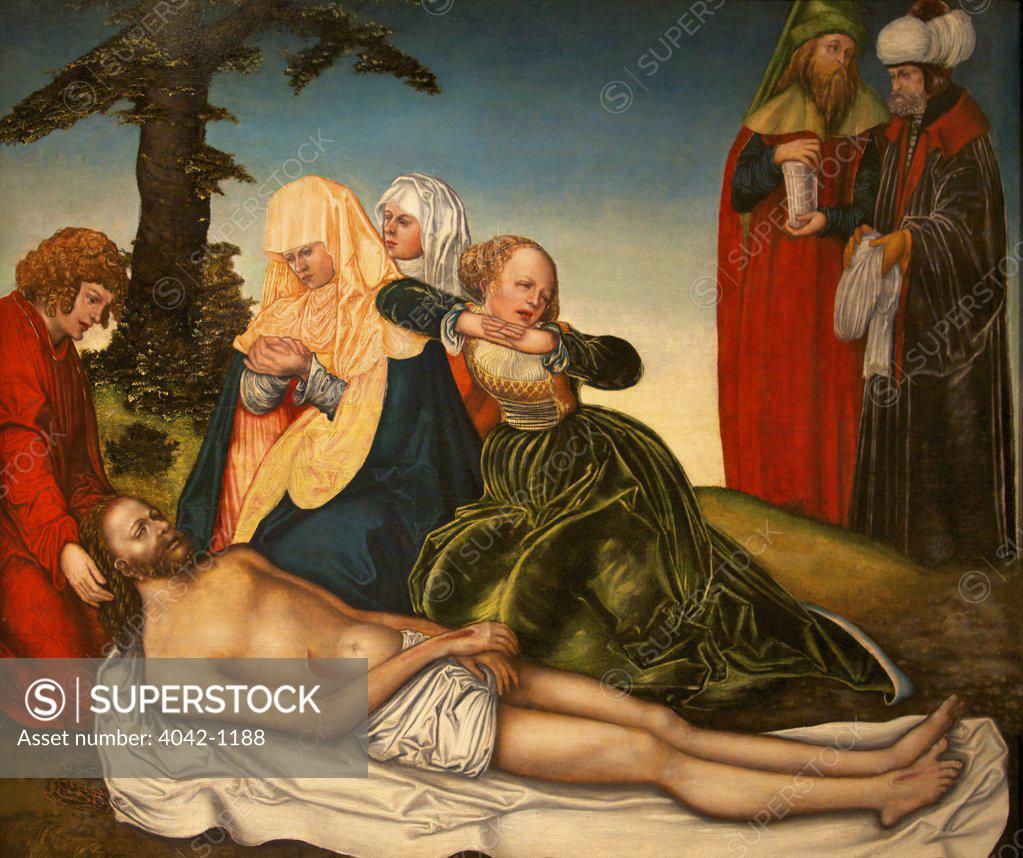 Stock Photo: 4042-1188 The Lamentation by Lucas Cranach, 1518, UK, Birmingham, City Art Gallery