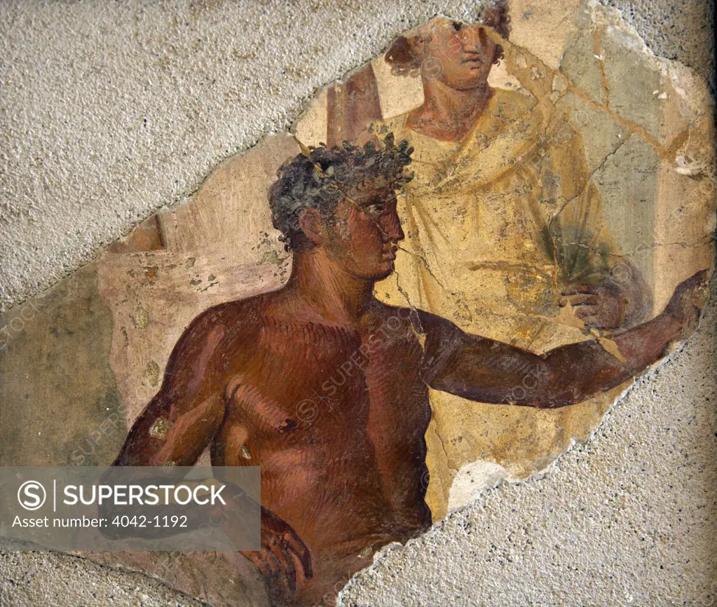 Fragment of fresco from Pompeii depicting god, Italy, Naples, Neapolitan National Archeological Museum