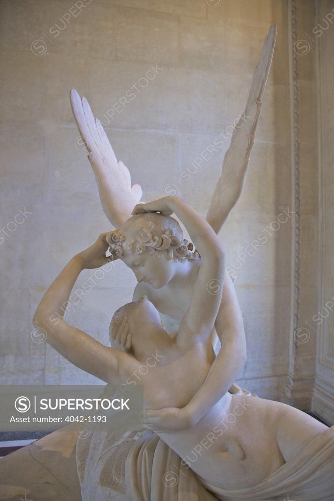 Stock Photo: 4042-1193 Psyche revived by Cupid's Kiss by Antonio Canova, marble, 1787, France, Paris, Musee du Louvre