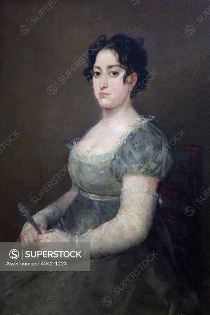 Stock Photo: 4042-1223 Woman with a fan by Francisco de Goya y Lucientes, 1807, France, Paris, Musee du Louvre