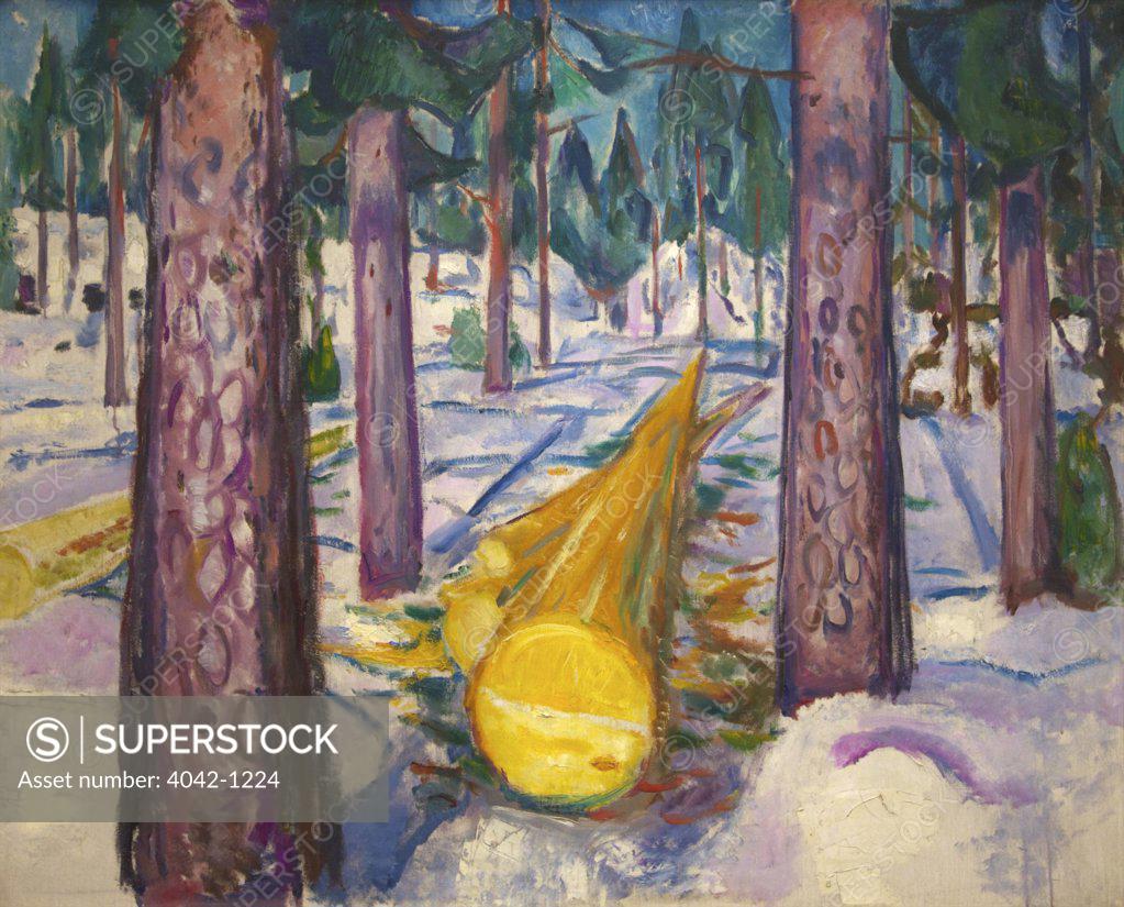 Stock Photo: 4042-1224 Yellow log by Edvard Munch, 1912, Norway, Oslo, The Munch Museum and Art Gallery
