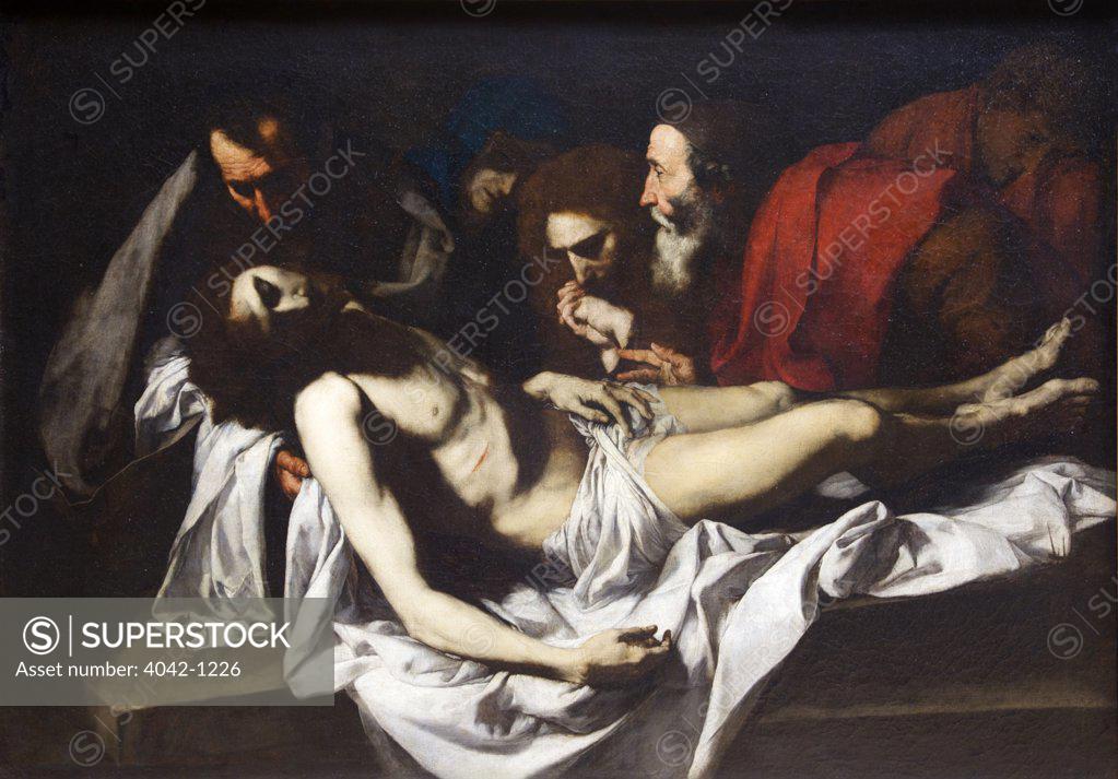Stock Photo: 4042-1226 The Deposition by Jusepe de Ribera, 1620, France, Paris, Musee du Louvre