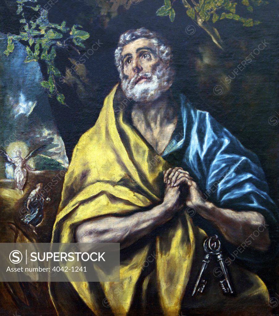 Stock Photo: 4042-1241 The tears of St. Peter by El Greco, 1610, Spain, Toledo, Hospital de San Juan Bautista de Afuera