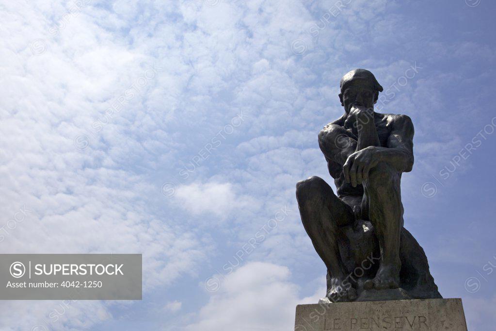 Stock Photo: 4042-1250 The Thinker by Auguste Rodin, 1902, France, Paris, Auguste Rodin Museum, gardens
