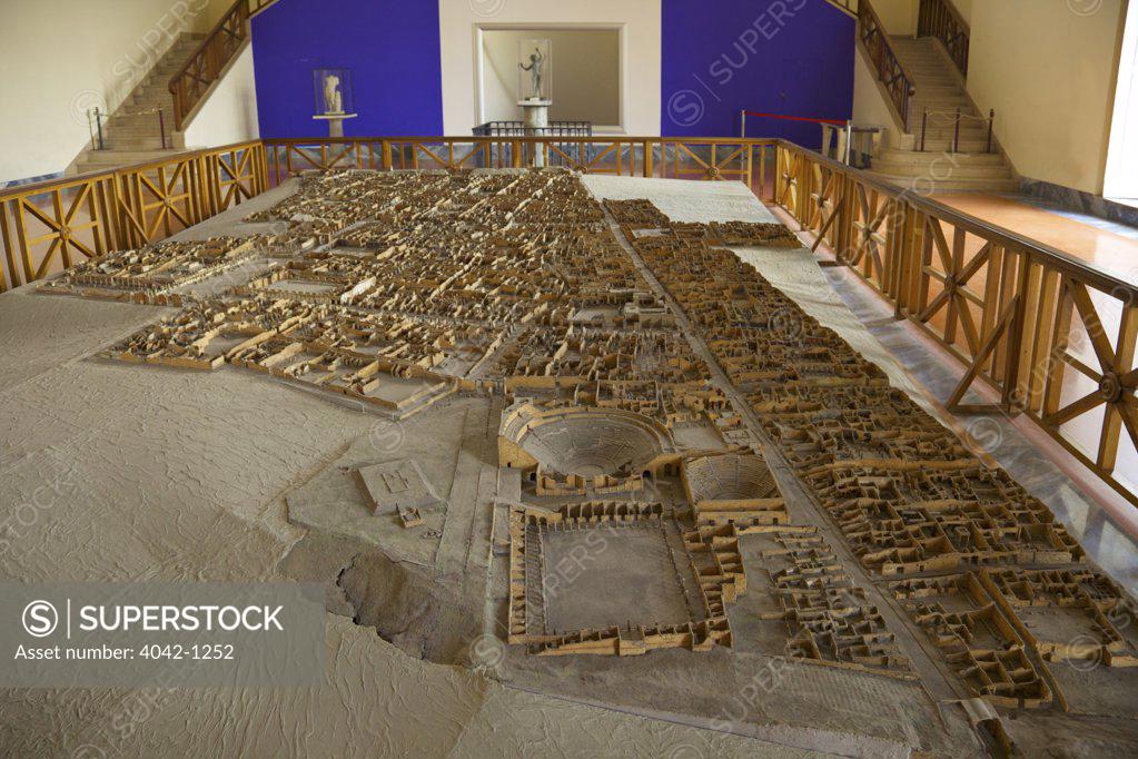 Stock Photo: 4042-1252 Complete model of Pompeii, Italy, Naples, National Archeological Museum