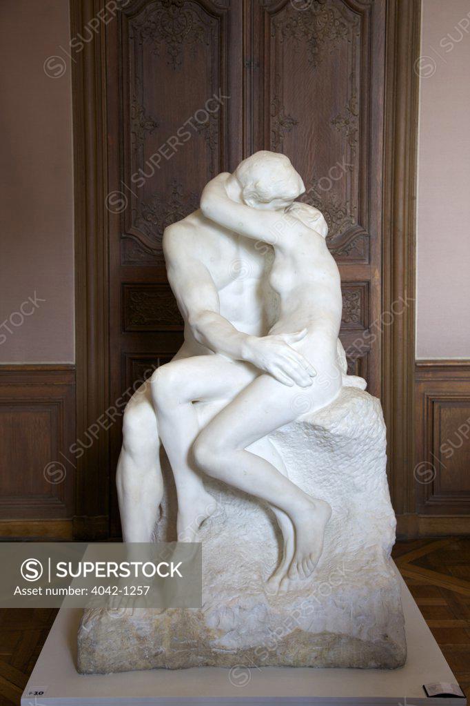 Stock Photo: 4042-1257 The Kiss by Auguste Rodin, marble, 1889, France, Paris, Rodin Museum