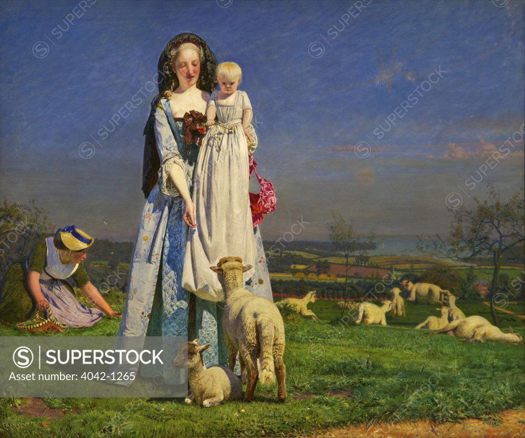 Stock Photo: 4042-1265 The Pretty Baa-Lambs by Ford Madox Brown, 1851-59, Great Britain, West Midlands, Birmingham, Birmingham City Centre, City Art Gallery