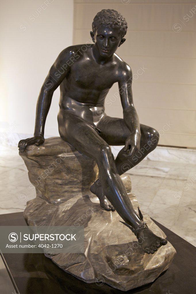 Stock Photo: 4042-1270 Statue of Hermes from La Villa Dei Papiri, Italy, Naples, National Archeological Museum