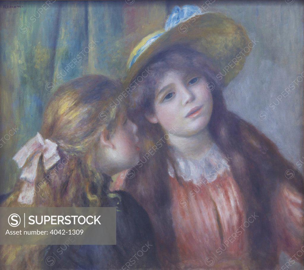 Stock Photo: 4042-1309 Portrait of Two Young Girls by Pierre-Auguste Renoir, 1892, France, Paris, Musee de L'Orangerie
