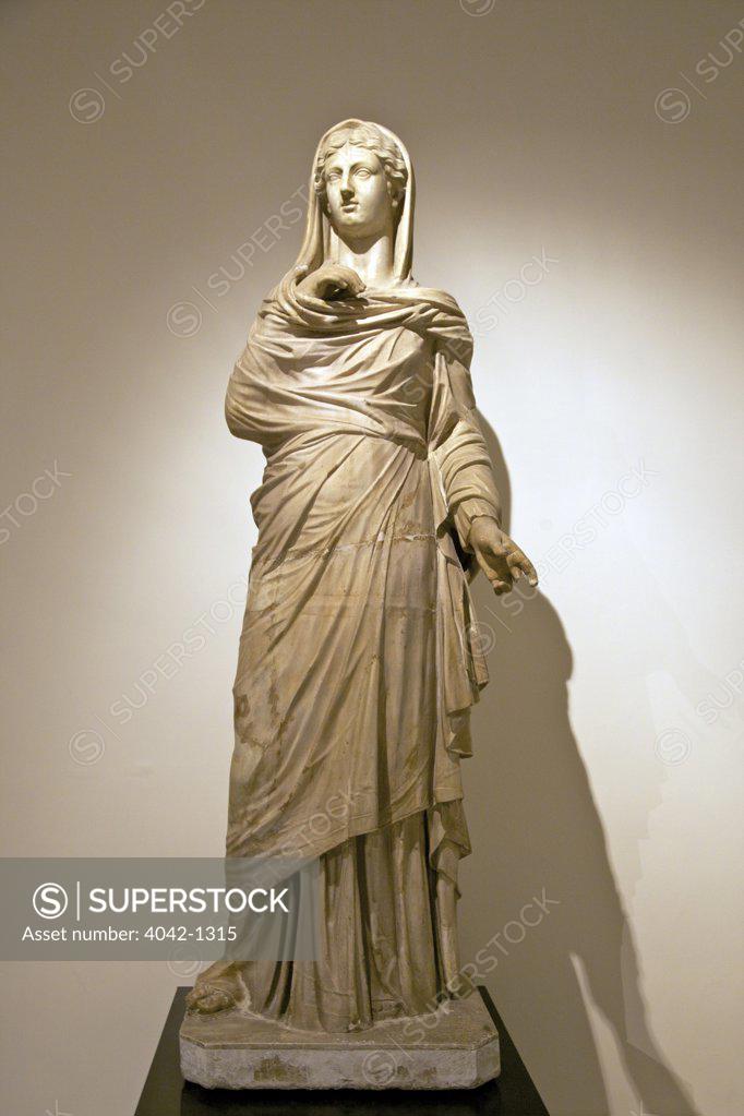 Stock Photo: 4042-1315 Matrona Statue found near tablinum of Papiri Villa in ancient Herculaneum, Italy, Herculaneum, La Villa Dei Papiri National Archeological Museum